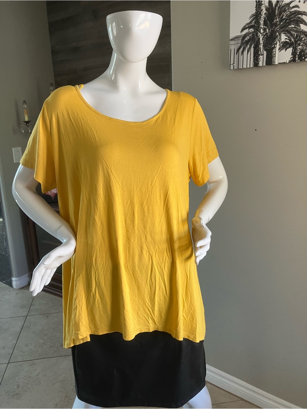 Philosophy Woman Bright Mustard Yellow Scoop Neck Tee 2X - Picture 2 of 9